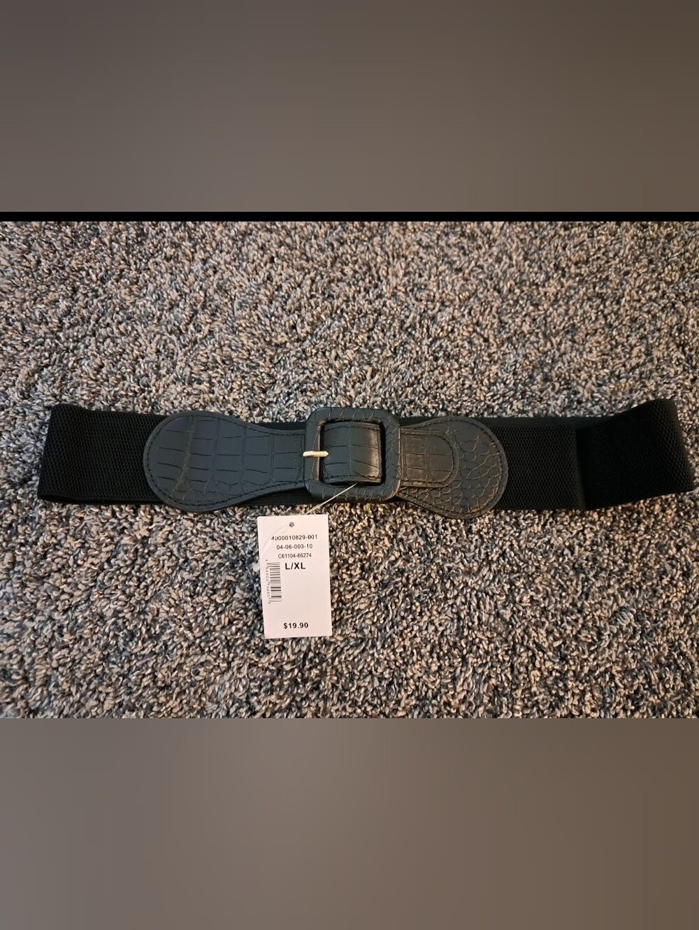 NWT Black Croc-Embossed Stretch Belt - L/XL